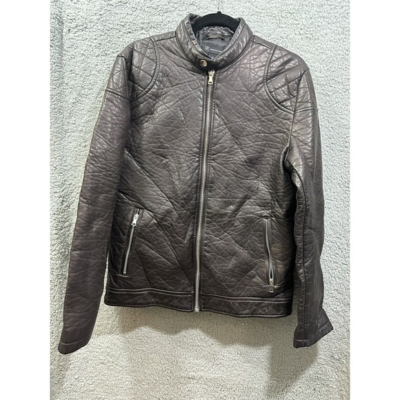 INC International Concepts Other - INC International Concepts Vegan Croc Brown Leather Moto Biker Zip Jacket S